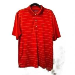 Greg Norman “The Shark “ Play Dry‎ Golf Polo Men’s Size Medium Coral/White